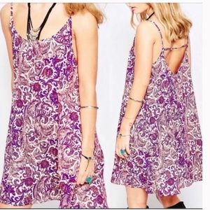 Free People Emily Dove Combo Paisley Purple Dove Slip Dress